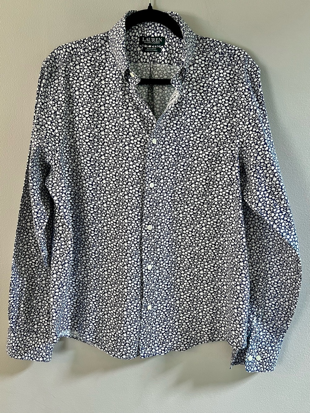 Ralph Lauren Navy and White Floral Button-Down Shirt